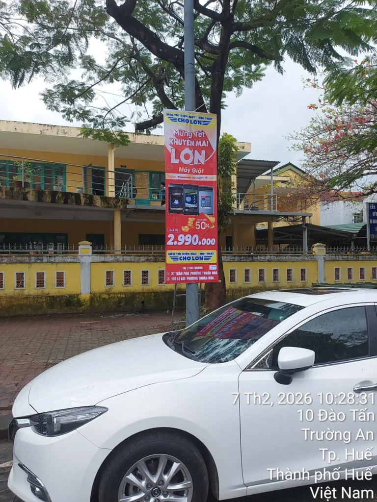 Phướn quảng cáo tại Huế do Minh Trâm in ấn và thi công
